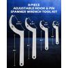 imageOrion Motor Tech 8pc Adjustable Pin Spanner Wrench Tool Set Spanner Nut Wrench Tools with Changeable Heads for Pipes Heating Cars Coilover Hook Wrenches for Suspension System 34quot to 6110quot