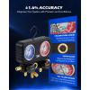 imageOrion Motor Tech AC Gauges 3 Way Manifold Gauge Set for R1234yf R134a R410a Refrigerant Automotive Gauge Set with Hoses Quick Couplers Self Sealing Can Taps for Car Freon Charging ampamp Evacuation