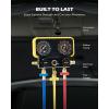 imageOrion Motor Tech AC Manifold Gauge Set for R134a R12 R22 R502 Refrigerants Automotive AC Gauge Set Precision Refrigerant Gauge Kit with 5 Hose Tank AC Adapters Adjustable Couplers Can Tap