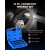 imageOrion Motor Tech Crowfoot Wrench Set for 8 to 24 mm Flare Nuts 15pc Crows Foot Wrench Set for 38quot and 12quot Drive Ratchets Extenders Large ampamp Small Metric Flare Nut Tool Kit for Nut Removal and MoreBlue