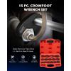 imageOrion Motor Tech Crowfoot Wrench Set for 8 to 24 mm Flare Nuts 15pc Crows Foot Wrench Set for 38quot and 12quot Drive Ratchets Extenders Large ampamp Small Metric Flare Nut Tool Kit for Nut Removal and MoreRed