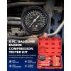 imageOrion Motor Tech Gasoline Compression Tester Kit 8pc Petrol Engine Compression Tester Set with 0300 psi Pressure Gauge 4 Adapters Small Engine Compression Gauge Set for Motorcycle Car TruckRed
