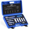 imageOrion Motor Tech 10pc 38 inch Drive Spark Plug Socket Set with 72 Tooth Click Torque Wrench Magnetic Swivel Sockets Universal Joint ampamp Extension Bar CrV Steel Magnetic Spark Plug Socket
