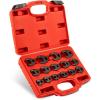 imageOrion Motor Tech Crowfoot Wrench Set for 8 to 24 mm Flare Nuts 15pc Crows Foot Wrench Set for 38quot and 12quot Drive Ratchets Extenders Large ampamp Small Metric Flare Nut Tool Kit for Nut Removal and MoreRed