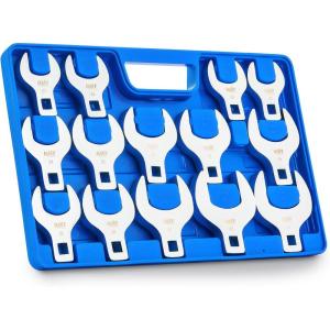 imageOrion Motor Tech 14pc Jumbo Crowfoot Wrench Set Metric Crows Foot Wrench Set for 27 to 50 mm Flare Nuts Chrome Plated CrV Steel Crowfoot Wrenches for 12quot Drive Rachet ampamp Extender with Storage Case