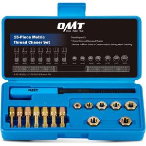 imageOrion Motor Tech 48 Piece Thread Chaser Set Metric and SAE Thread Repair Kit with 22 Taps 24 Dies 2 Thread Files Universal Rethreading Kit Thread Restorer Tool Set in UNC UNF Metric Sizes with CaseMetric
