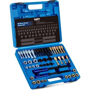 imageOrion Motor Tech 48 Piece Thread Chaser Set Metric and SAE Thread Repair Kit with 22 Taps 24 Dies 2 Thread Files Universal Rethreading Kit Thread Restorer Tool Set in UNC UNF Metric Sizes with CaseMetric and SAE