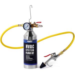 imageOrion Motor Tech Air Conditioner Flushing Kit High Performance Flush Tool Set for Cleaning Car AC System with 34 oz Stainless Steel Tank 33 ft Nylon Hose 14 in Adapter 150 psi Working Pressure