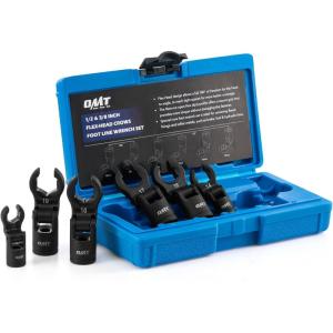 imageOrion Motor Tech Crows Foot Wrench Set 6pc Flex Head Crows Foot Line Wrench Set with 12quot ampamp 38quot Drive Metric Crowfoot Wrenches for 12 14 16 17 18 19 mm Nuts with 180 Flexible Head Storage Case