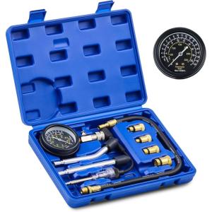 imageOrion Motor Tech Engine Compression Tester Kit 9pc Cylinder Compression Tester Kit with Spark Plug Tester for Mechanics Engine Cylinder Pressure Gauge for Gas Petrol Engines