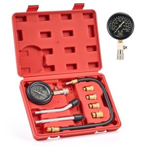 imageOrion Motor Tech Gasoline Compression Tester Kit 8pc Petrol Engine Compression Tester Set with 0300 psi Pressure Gauge 4 Adapters Small Engine Compression Gauge Set for Motorcycle Car TruckRed