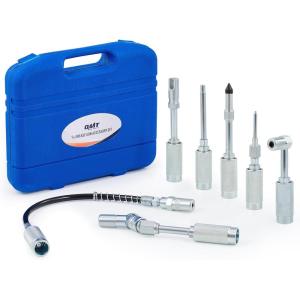 imageOrion Motor Tech Grease Gun Accessory Kit 7 Piece Grease Gun Coupler Set for Hard to Reach Grease Fittings Quick Connect Lubrication Grease Zerk Fitting Adapters with Grease Gun Hose