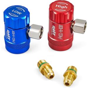 imageOrion Motor Tech R1234yf Quick Coupler Quick Connect R1234yf Adapters ampamp AC Hose Fitting Connectors HP LP R1234yf Couplers for Air Conditioning Evacuation and Recharging 14quot Flares Set of 2