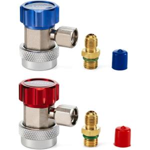 imageOrion Motor Tech R134a Quick Coupler Adapters R134a Manifold Gauge Adapters and Hose Fittings HP and LP Connectors for R134a Car AC System 14quot Flares 2pcs