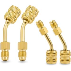 imageOrion Motor Tech R410a Adapter 516quot Female to 14quot Male Air Conditioner ampamp Hose Connectors for R410a Refrigerant Mini Split HVAC Recharging ampamp More Set of 4 Angled Adapters
