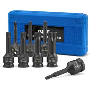 imageOrion Motor Tech Torx Bit Socket Set 8pc 12quot Drive Impact Torx Bit Socket Set T30 T40 T45 T50 T55 T60 T70 ampamp T80 Sockets CrMo Steel Torx Impact Socket Set for Fastener Replacement with Carry CaseTorx Bit Socket Set