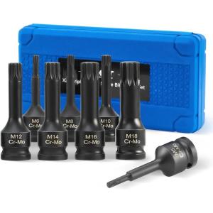 imageOrion Motor Tech Torx Bit Socket Set 8pc 12quot Drive Impact Torx Bit Socket Set T30 T40 T45 T50 T55 T60 T70 ampamp T80 Sockets CrMo Steel Torx Impact Socket Set for Fastener Replacement with Carry CaseXZN Triple Square Spline Bit Socket Set