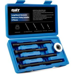 imageOrion Motor Tech Harmonic Balancer Installer Set 5pc Long Reach Crank Pulley Underdrive Pulley Damper Installation Tool Kit with 4 Adapters ampamp Nut Bearing