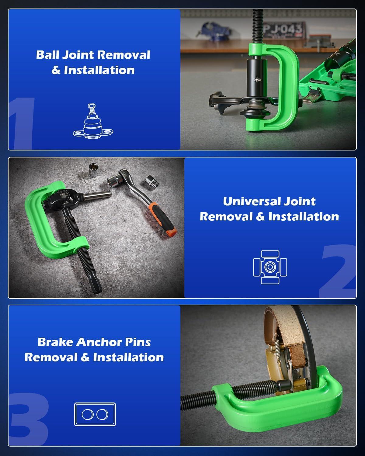 imageOrion Motor Tech Master Ball Joint Press Kit Ball Joint Removal Tool Kit for Ball Joint U Joint and Brake Anchor Pin Removal 21pc Ball Joint Tool Set with Ball Joint Press and Universal Adapters