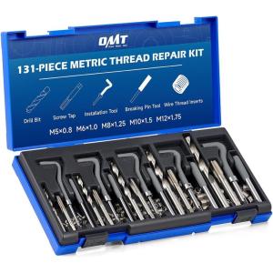 imageOrion Motor Tech 344pc Thread Repair Kit SAE and Metric Helicoil Repair Kit with HSS Drill Bits Taps Inserts Auto Rethreading Restorer Tool Kit in 14 516 38 716 12 amp M5 M6 M8 M10 M12 SizesMetric Set