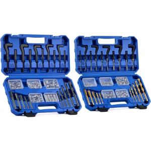 imageOrion Motor Tech 344pc Thread Repair Kit SAE and Metric Helicoil Repair Kit with HSS Drill Bits Taps Inserts Auto Rethreading Restorer Tool Kit in 14 516 38 716 12 amp M5 M6 M8 M10 M12 SizesSAE  Metric Set