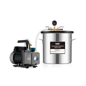imageOrion Motor Tech 5 Gal Vacuum Chamber Kit with 35 CFM Pump Tempered Glass Lid amp 5 ft Hose for Wood Stabilizing amp Silicone Resin Degassing50 Gallon