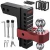 imageOrion Motor Tech Adjustable Trailer Hitch for 25 in Receiver DualBall Mount Tow Hitch with 8 DropRise 2 amp 2516 Balls Drop Hitch with Locking Pins for Class IV V Vehicles 800018500 GTW Red25 Shank  8 Drop