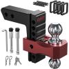 imageOrion Motor Tech Adjustable Trailer Hitch for 25 in Receiver DualBall Mount Tow Hitch with 8 DropRise 2 amp 2516 Balls Drop Hitch with Locking Pins for Class IV V Vehicles 800018500 GTW Red2 Shank  6 Drop