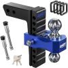 imageOrion Motor Tech Adjustable Trailer Hitch for 25 in Receiver DualBall Mount Tow Hitch with 8 DropRise 2 amp 2516 Balls Drop Hitch with Locking Pins for Class IV V Vehicles 800018500 GTW Red2 Shank  8 Drop