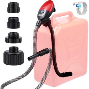 imageOrion Motor Tech Fuel Transfer Pump 32GPM Electric Gas Can Pump 51 Hose AutoShutoff Nozzle USBC amp AA Battery NO BATTERIES INCLUDED Powered 4 Adapters for Gasoline Diesel Kerosene Blue32GPM Cordless Gas Pump Kit  Red