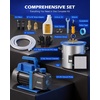 image:imageOMT 5 Gal Vacuum Chamber amp 35 CFM Pump Kit for Resin Degas Blue  Safe Overheat Protection 14HP Pump Pulls to 375 Microns SS Pot with 05 Tempered Glass Lid 5ft Hose IncludedBlue