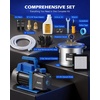 image:imageOMT 5 Gal Vacuum Chamber amp 35 CFM Pump Kit for Resin Degas Blue  Safe Overheat Protection 14HP Pump Pulls to 375 Microns SS Pot with 05 Tempered Glass Lid 5ft Hose IncludedBlue