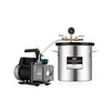 image:imageOMT 5 Gal Vacuum Chamber amp 35 CFM Pump Kit for Resin Degas Blue  Safe Overheat Protection 14HP Pump Pulls to 375 Microns SS Pot with 05 Tempered Glass Lid 5ft Hose IncludedBlack