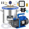 image:imageOMT 5 Gal Vacuum Chamber amp 35 CFM Pump Kit for Resin Degas Blue  Safe Overheat Protection 14HP Pump Pulls to 375 Microns SS Pot with 05 Tempered Glass Lid 5ft Hose IncludedBlue