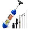 image:imageOMT Manual Fluid Extractor Syringe Pump for Auto Oil Change 350mL Blue  Heat amp ChemicalResistant Polypropylene ORing amp Rubber Leakproof Seal Clear Quart amp mL Scales 3 Hoses for Suction Fillblue