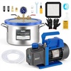 image:imageOMT 5 Gal Vacuum Chamber amp 35 CFM Pump Kit for Resin Degas Blue  Safe Overheat Protection 14HP Pump Pulls to 375 Microns SS Pot with 05 Tempered Glass Lid 5ft Hose IncludedBlue