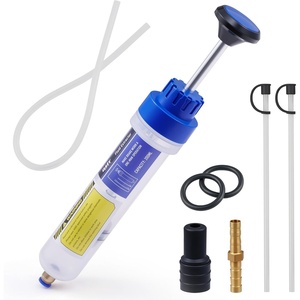 image:imageOMT Manual Fluid Extractor Syringe Pump for Auto Oil Change 350mL Blue  Heat amp ChemicalResistant Polypropylene ORing amp Rubber Leakproof Seal Clear Quart amp mL Scales 3 Hoses for Suction Fillblue