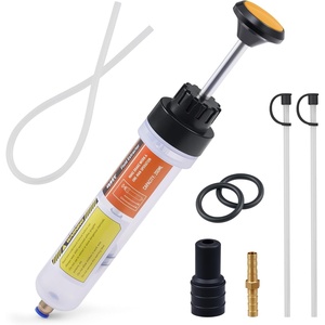 image:imageOMT Manual Fluid Extractor Syringe Pump for Auto Oil Change 350mL Blue  Heat amp ChemicalResistant Polypropylene ORing amp Rubber Leakproof Seal Clear Quart amp mL Scales 3 Hoses for Suction Fillorange