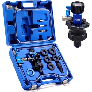 image:imageOrion Motor Tech Coolant Vacuum Refill Kit Cooling System Vacuum Fill Tool with Leak Detector 5 Round Adapters 1 Conical Adapter Radiator Coolant Fill Kit with DualMovement Gauge for Vacuum LeakBlue